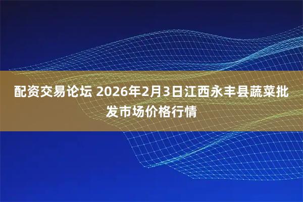 配资交易论坛 2026年2月3日江西永丰县蔬菜批发市场价格行情